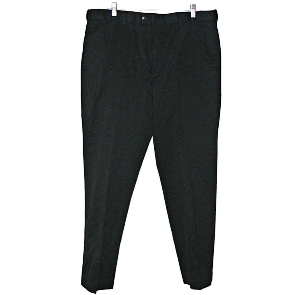 Perry Ellis Portfolio Mens Performance Dress Pants Pocket Flat Front Black 36/30
